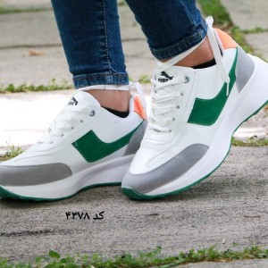 کفش اسپرت دخترانه و زنانه مدل جدید رنگ سفید سبز کد 4378