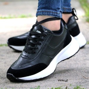 کفش اسپرت دخترانه و زنانه مدل جدید رنگ مشکی زیره سفید کد 4367