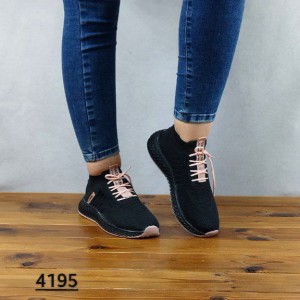 کفش اسپرت دخترانه و زنانه مدل جورابی رنگ مشکی صورتی کد 4195