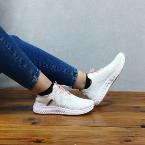 کفش اسپرت دخترانه و زنانه مدل جورابی رنگ سفید صورتی کد 4395