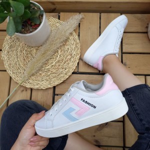 کفش کتونی اسپرت دخترانه و زنانه مدل Fashion رنگ سفید صورتی