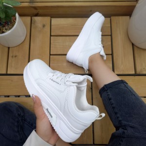 کفش کتونی اسپرت دخترانه و زنانه مدل جدید رنگ سفید تمام