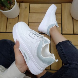 کفش کتونی اسپرت دخترانه و زنانه مدل جدید رنگ سفید ابی