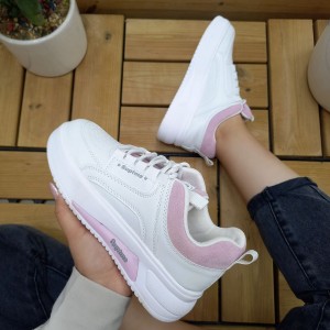 کفش کتونی اسپرت دخترانه و زنانه مدل جدید رنگ سفیدصورتی