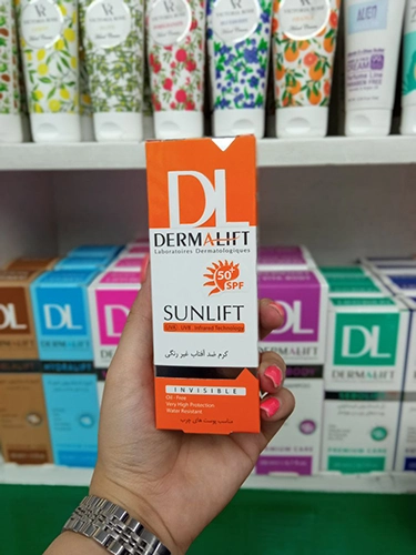 کرم ضد آفتاب درمالیفت بی رنگ پوست چرب spf50 40 میلی لیتر 