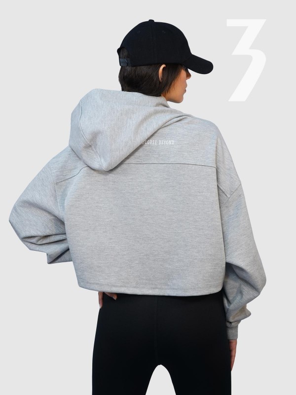 هودی کوتاه کلاه دار زنانه ملانژ