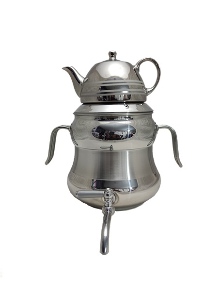 کتری و قوری نزاز 4020 تمام کروم دسته استیل ساده