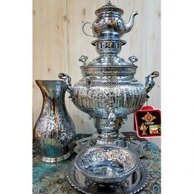 سماور گازی پاکان مدل عدسی قلم زنی 8 لیتر