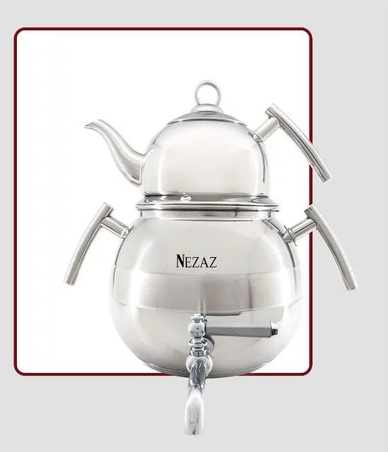 کتری و قوری 4/5 لیتر خمره ای قوری استیل (NEZAZ) کد 1600