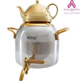 کتری و قوری 5 لیتر طرح ترک دسته طلا (NEZAZ) کد 2601