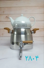 کتری وقوری هرمی 3 لیتر استیل دسته چوب  (NEZAZ) کد 2804