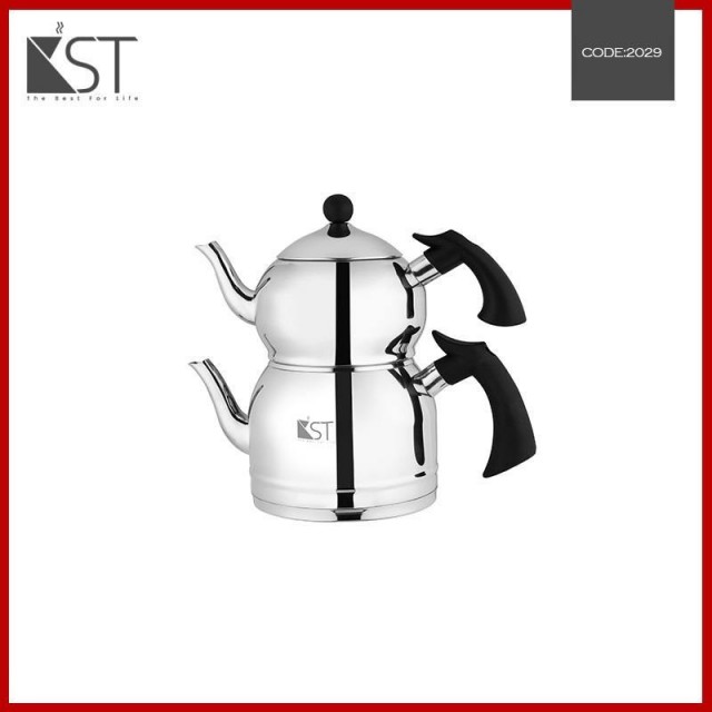 کتری و قوری مدل لوله دار دسته استیل  3 لیتر (KST) کد 1060