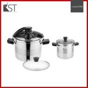 زودپز دو قلو کلیپسی  طرح 2 کی اس تی (KST) مدل 6085 گنجایش 4+6 لیتر