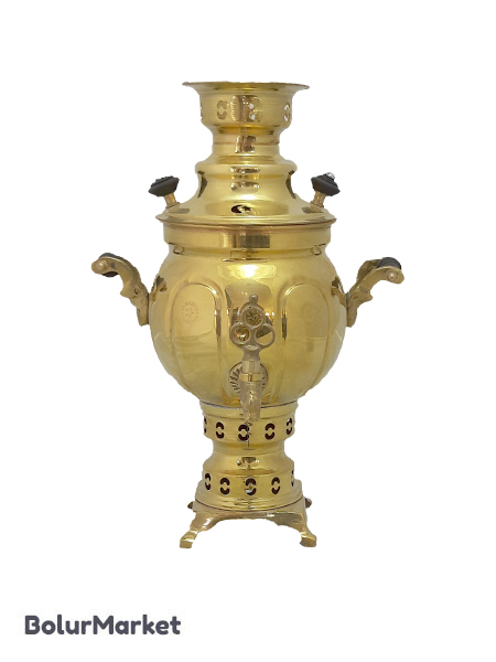 سماور زغالی برنجی زرد ۱/۵لیتر