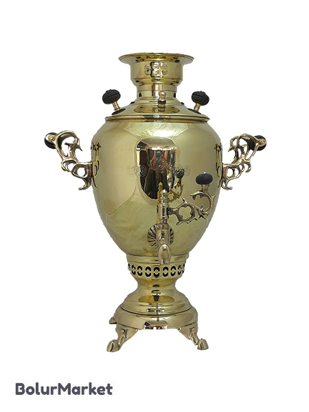 سماور زغالی برنجی زرد ۶ لیتر مدل فیلی