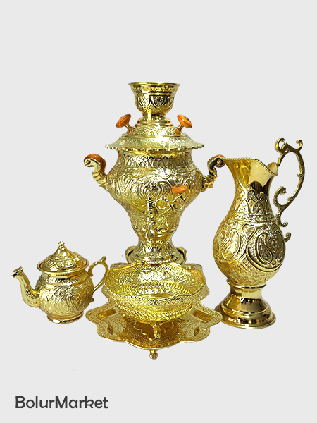 ست سماور زغالی طلایی