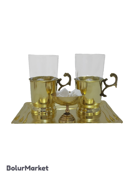 ست چایخوری برنجی زرد