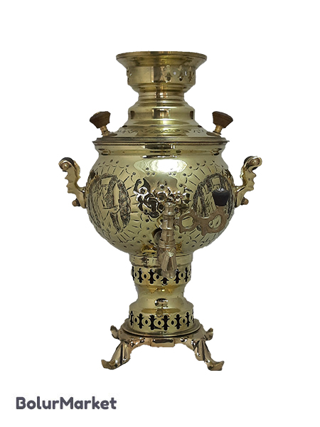 سماور زغالی زرد ۳ لیتر مدل شیر خورشید