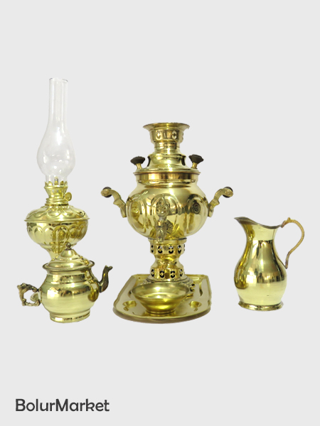 سرویس سماور ذغالی توپی ترکدار ۱/۵ لیتر