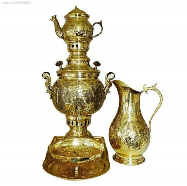 سرویس سماور طلایی ذغالی ۶ لیتری