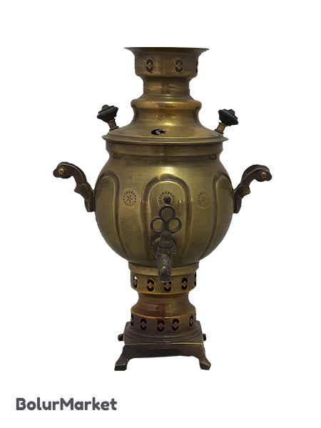 سماور زغالی برنجی انتیک ۱/۵ لیتر