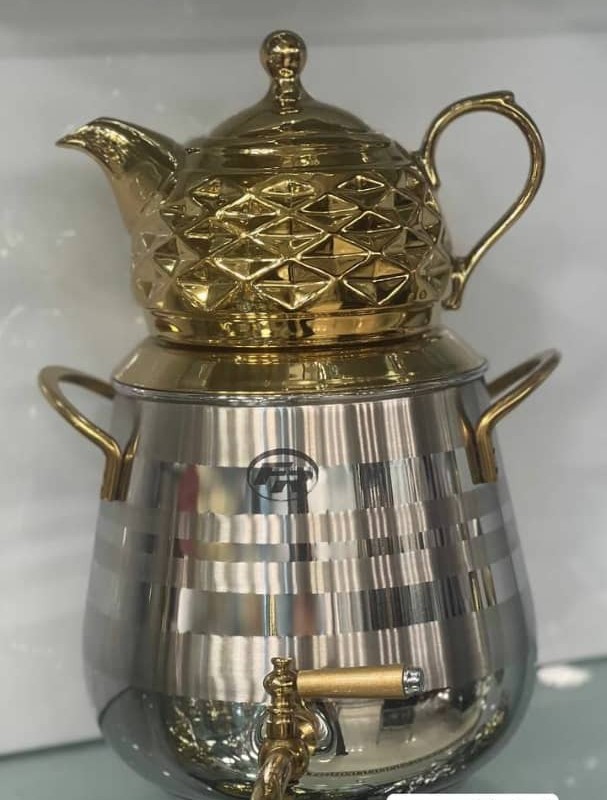 کتری و قوری FR کد 105 کرم پرو دسته استیل