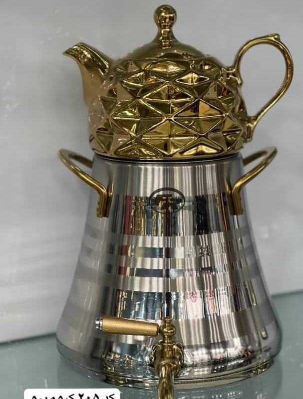 کتری و قوری FR کد 205 کرم پرو دسته استیل