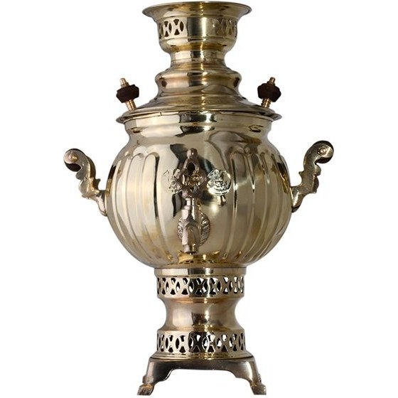 سماور برنجی ۳ لیتری مدل آینه ای