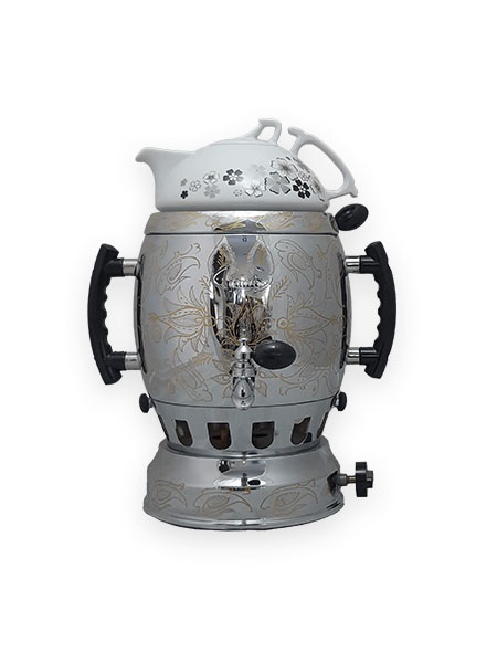 سماور گاز سوز افسون پلوتون ۶ لیتر همراه با قوری چینی