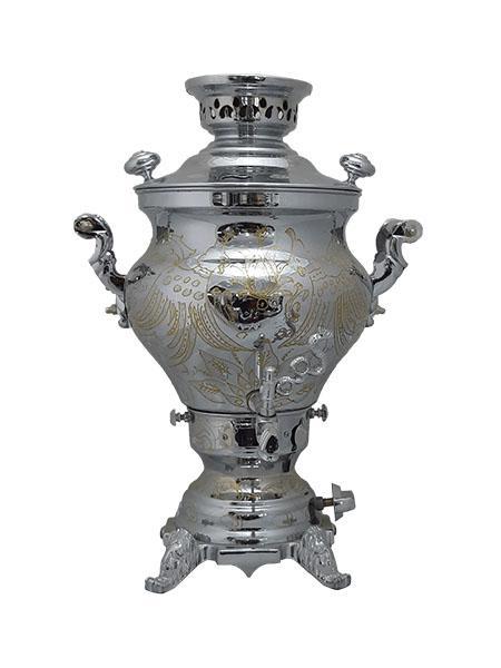 سماور گازسوز افسون مریم ۶ لیتر با طرح قلمزنی طلایی