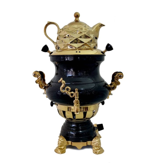 سماور طوفان مدل گلابی سه کاره بدون تنوره مشکی