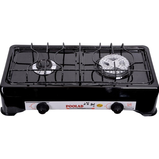 اجاق گاز لعابی رومیزی دو شعله پولاد مشکی ساده و معمولی (2 شعله)