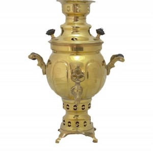 سماور زغالی برنجی زرد 1/5 لیتر