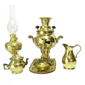 سرویس سماور زغالی طلایی ساده