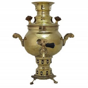 سماور زغالی برنجی زرد 1 لیتری