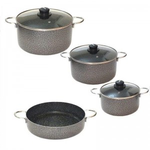 سرویس قابلمه 7 پارچه تفلون تابان با پوشش گرانیت (سایزقدیم)