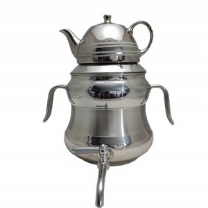 کتری و قوری نزاز 4020 تمام کروم دسته استیل ساده