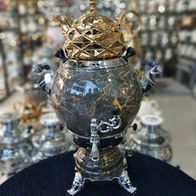 سماور گازی سه کاره نارون سنگی رنگ سبز یشمی 6لیتر