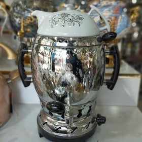 سماور گازی سما قوری دار مدل اپلون سه کاره گنجایش 6 لیتر قلم زنی (ثما)