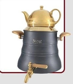 کتری و قوری  6 لیتر هرمی طوسی طلایی (NEZAZ) کد 3026