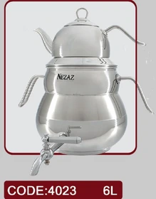 کتری و قوری 6 لیتر سایه تمام استیل  قوری استیل (NEZAZ) کد 4023
