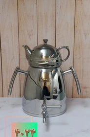 کتری و قوری 6 لیتر هرمی دسته استیل  قوری کروم (NEZAZ) کد 4024