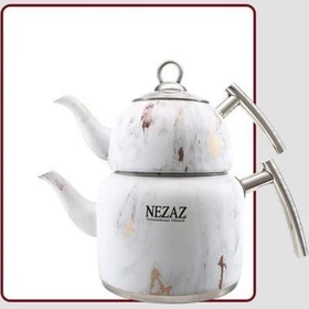 کتری و قوری 2/5 لیتر کاغذ دیواری دسته استیل  (NEZAZ) کد 5012