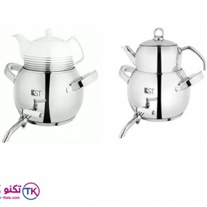 کتری طرح ترک دو قوری دسته دو تکه کروم 4 لیتر (KST) کد 4050