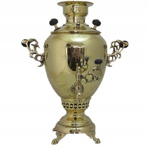 سماور زغالی برنجی زرد ۶ لیتر مدل فیلی