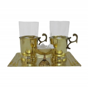 ست چایخوری برنجی زرد