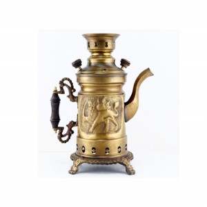 سماور زغالی مهرگان مدل قلم انتیک ظرفیت ۴ لیتر