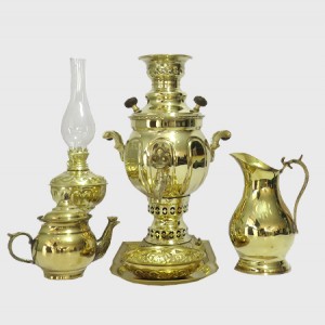 سرویس سماور زغالی ترکدار طلایی ۱/۵ لیتر