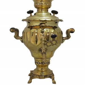 سماور ذغالی برنجی زرد ۴ لیتر مدل هشتی