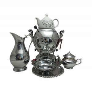 سرویس سماور طوفان ۶ لیتر تخم مرغی فندک دار